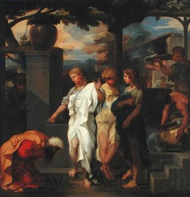 Sebastien Bourdon Abraham and three angels Germany oil painting art